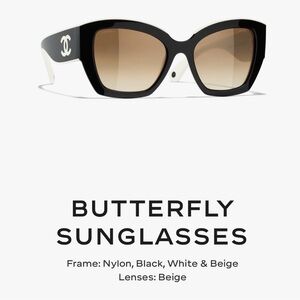 CHANEL Black and White Butterfly Sunglasses